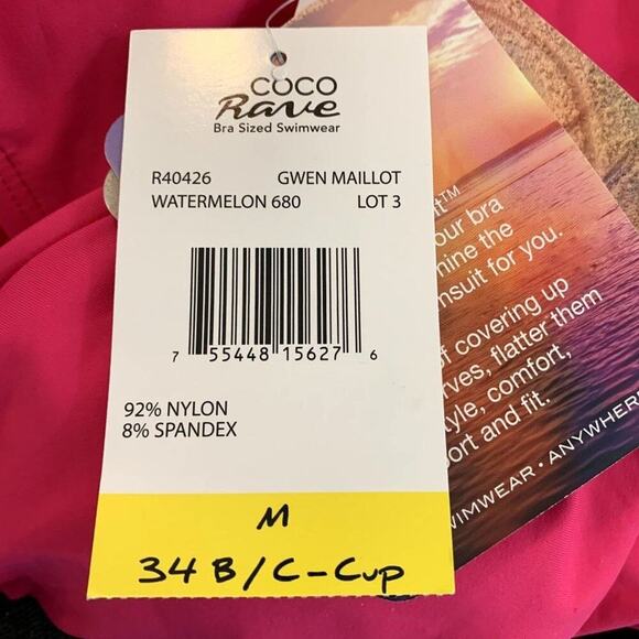 Coco Rave Women's One Piece Bra Sized Swimsuit NWT Size Medium - Picture 9 of 12